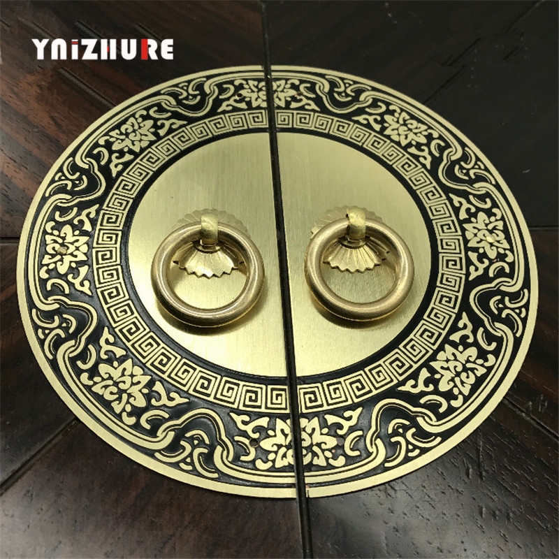 11 24cm Chinese Antique Handles For Furniture Pattern Pure Copper Door Handle Cabinet Knobs And Handles Screw Mounting|Cabinet Pulls|   - AliExpress