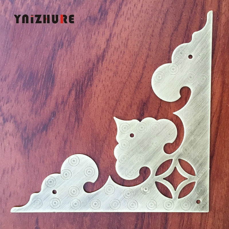 4pcs 98mm Antique Chinese Copper Corner Cabinet Door Wooden Wrap Angle All Copper Openwork Decoration Corner Flower Code|Corner Brackets|   - AliExpress