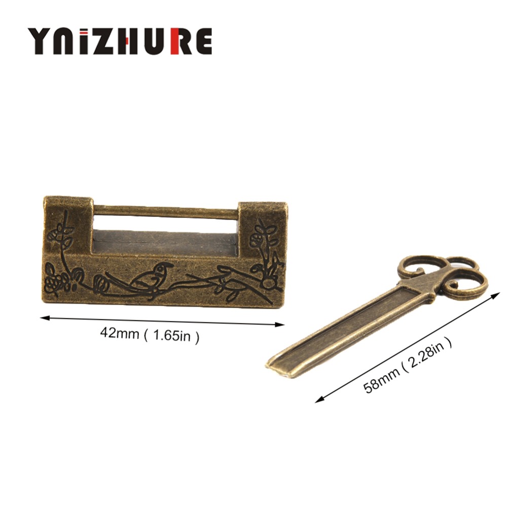 YNIZHURE 5PCS Zinc Alloy Vintage Antique Bronzy Chinese Old Style Bird Flower Leaf Carved Padlock Key Lock|Locks|   - AliExpress