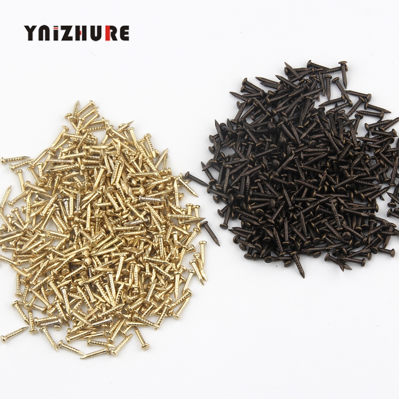 YNIZHURE 6mm 8mm 10mm 300PCS Round Furniture drum nail Fit Hinges Flat Round Head Phillips Cusp Fasteners Hardware gold bronze|Nails|   - AliExpress