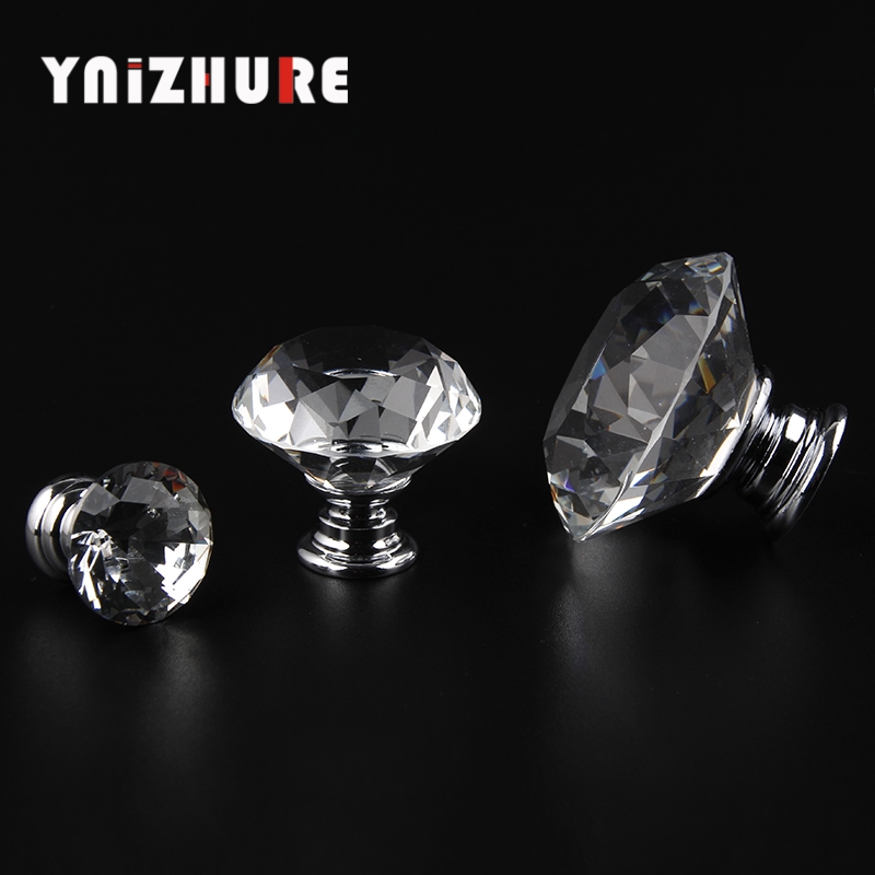 YNIZHURE Brand Design 1pcs 30mm Clear Diamond Shape Crystal Glass Pull Handle Cupboard Cabinet Drawer Door Furniture Knob|Cabinet Pulls|   - AliExpress