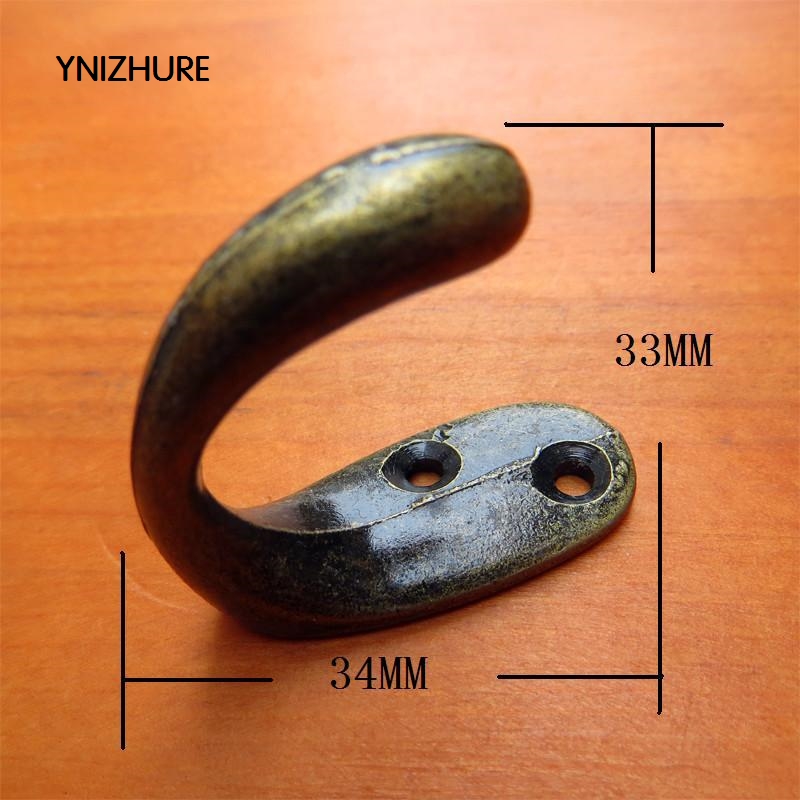 20PCS 34*33mm Hook Alloy Antique furniture wardrobe hook single hook thick bottom left right snap hook