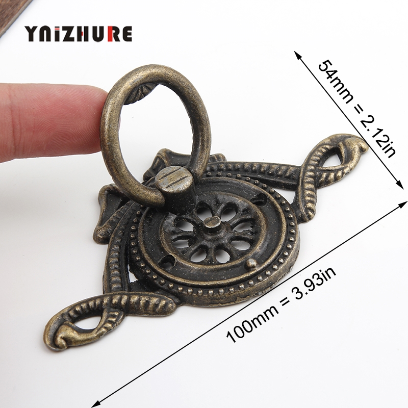 100*54mm 10PCS Antique Ring Handle Traditional Retro Furniture Drawer Cupboard Handle Knob Bronze Pull Furniture Decoration|Cabinet Pulls|   - AliExpress