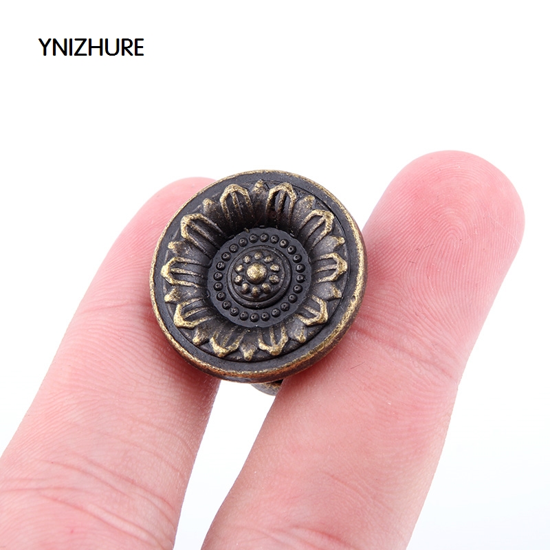 Ynizhure 10pcs 25*22mm Puxadores  Antique Handle Flower Round Brass Knobs And For Cabinets Single Hole Door Bronze Zinc Alloy|brass knobs|handle flowerantique handle - AliExpress