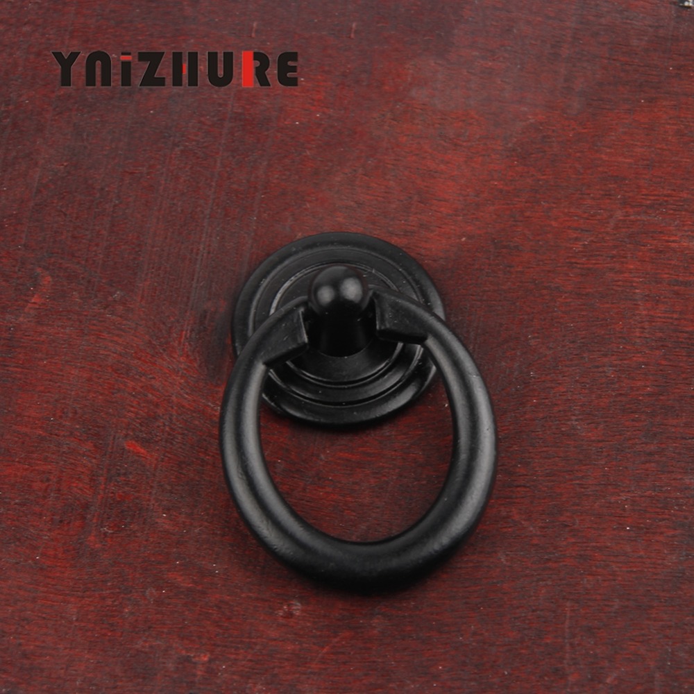 YNIZHURE 10PCS 47*31mm Black&Bronze Vintage Round Ring Furniture Door Pull Handle Zinc Alloy Cabinet Dresser Drawer Knobs Handle|Cabinet Pulls|   - AliExpress