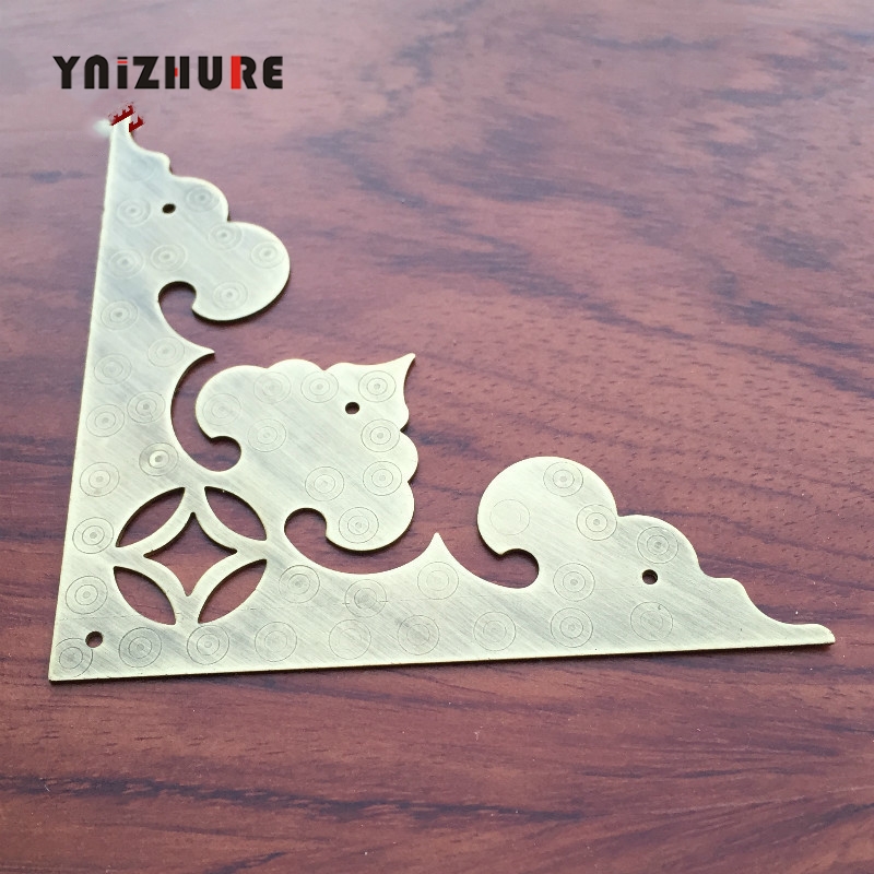 4pcs 98mm Antique Chinese Copper Corner Cabinet Door Wooden Wrap Angle All Copper Openwork Decoration Corner Flower Code|Corner Brackets|   - AliExpress