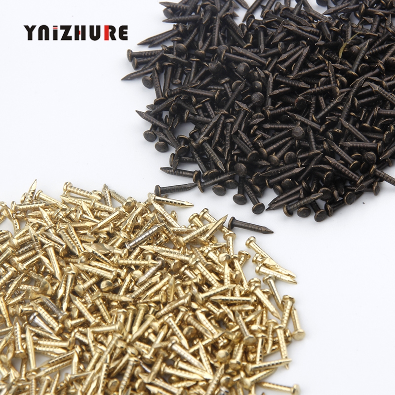 YNIZHURE 6mm 8mm 10mm 300PCS Round Furniture drum nail Fit Hinges Flat Round Head Phillips Cusp Fasteners Hardware gold bronze|Nails|   - AliExpress