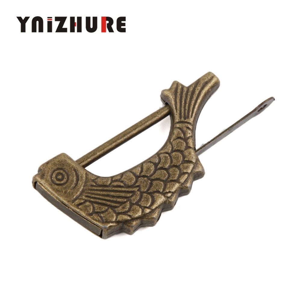 YNIZHURE 5PCS Vintage Chinese Padlock Antique Old Style Retro Brass Jewelry Box Fish Pattern Lock Key for Home Decor Ornaments|Locks|   - AliExpress