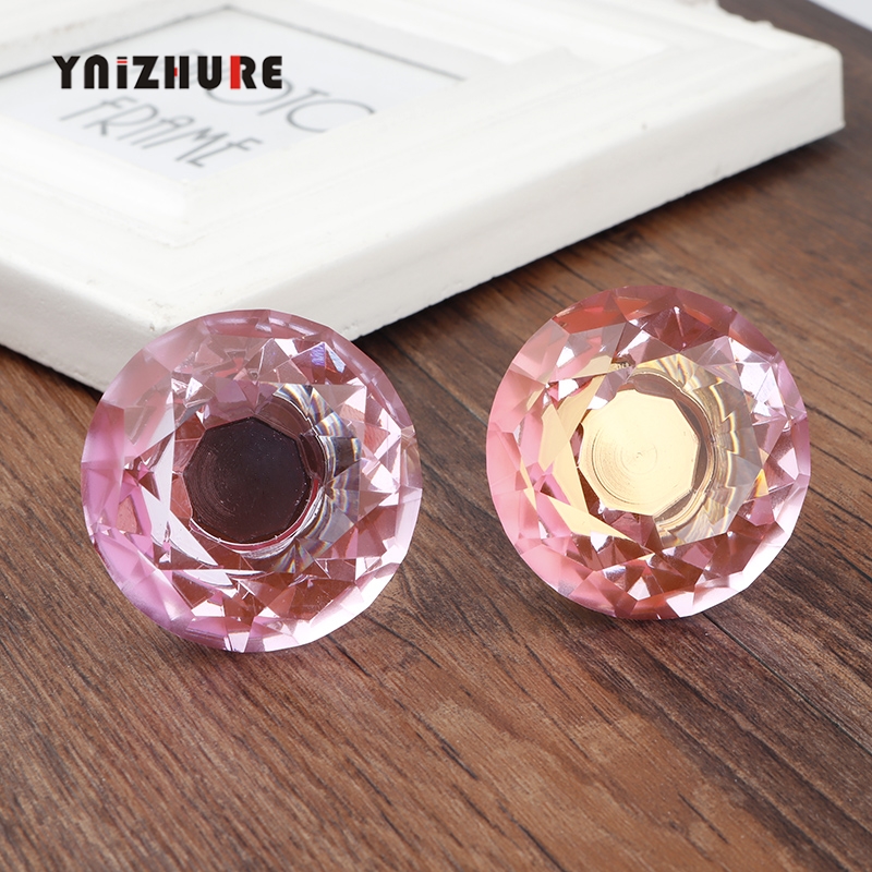 2019 New 40mm Diamond Shape Pink Crystal Glass Knobs Cupboard Pulls Drawer Handle Kitchen Cabinet Jewelry Wardrobe 1PCS|Cabinet Pulls|   - AliExpress