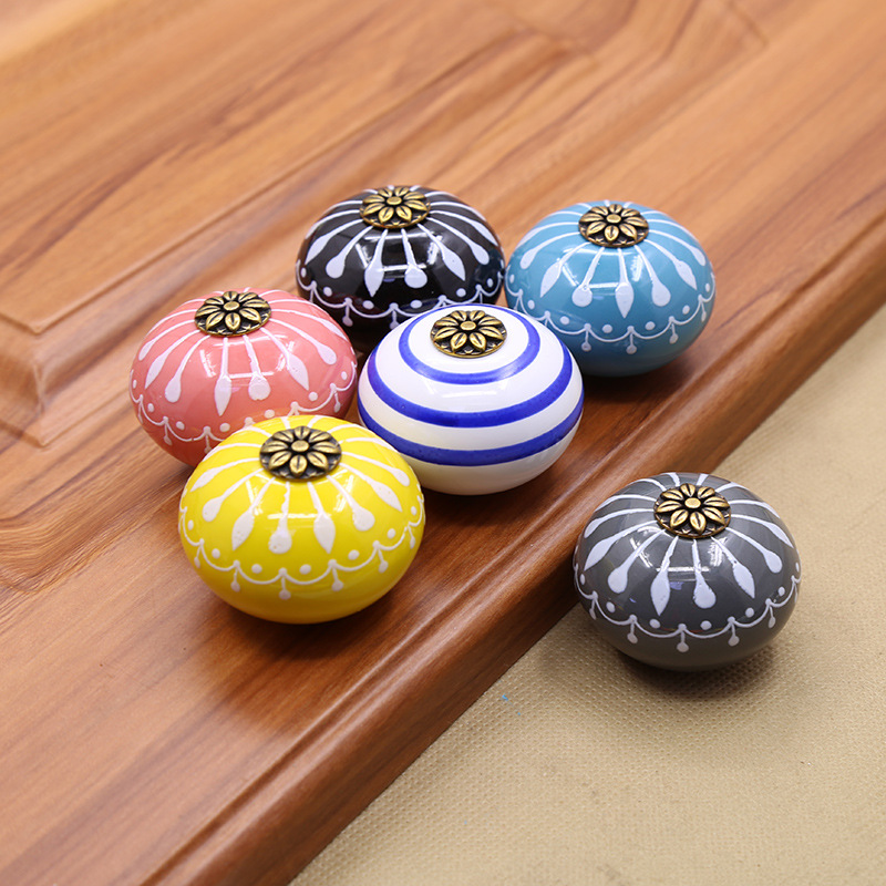 New Puxador Ceramic Hand painted Art Handle European Modern Simple Drawer Cupboard Wardrobe Door Round Single Hole Black|wardrobe door|modern drawer handlemodern handles - AliExpress