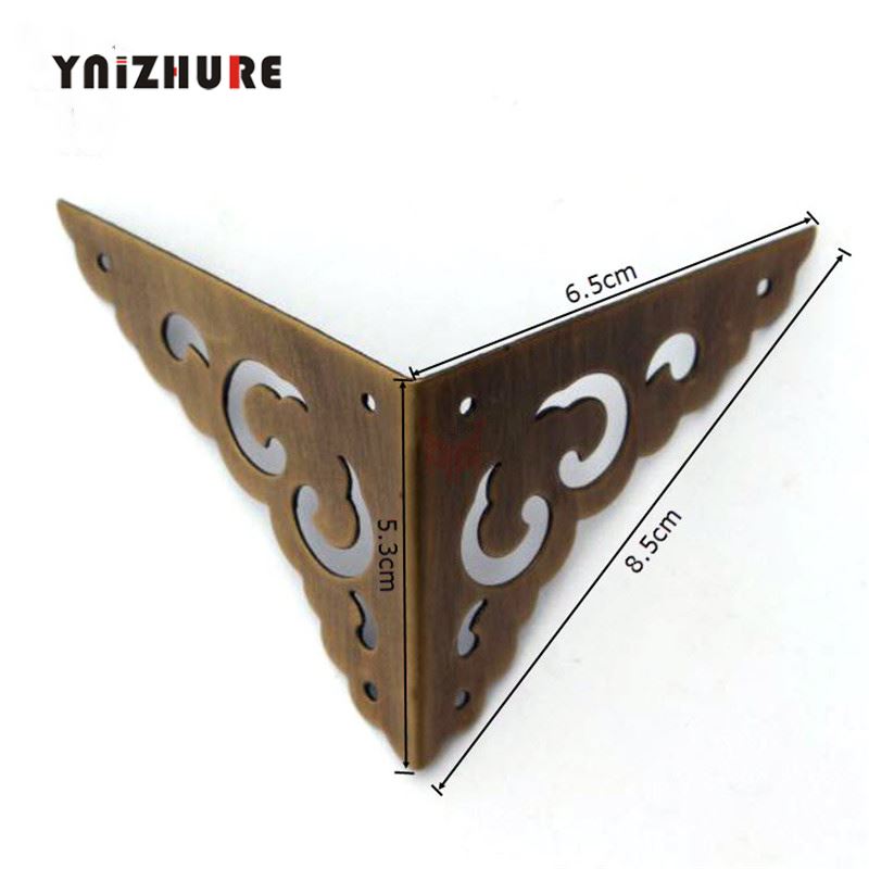 4pcs65MM Wooden Corners Copper Wrap Angle  Chinese Furniture Hardware Accessories Sided Corner Flower Black Brass Bronze|Corner Brackets|   - AliExpress