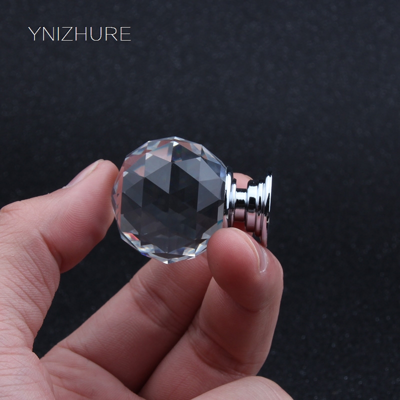 10PCS Hand made Knobs 30mm Trasparent K9 Crystal Glass Diamond Ball Drawer Knobs/Cabinet Handles With Chrome Base/Crystal Handle|drawer knobs|cabinet handlesk9 crystal glass - AliExpress