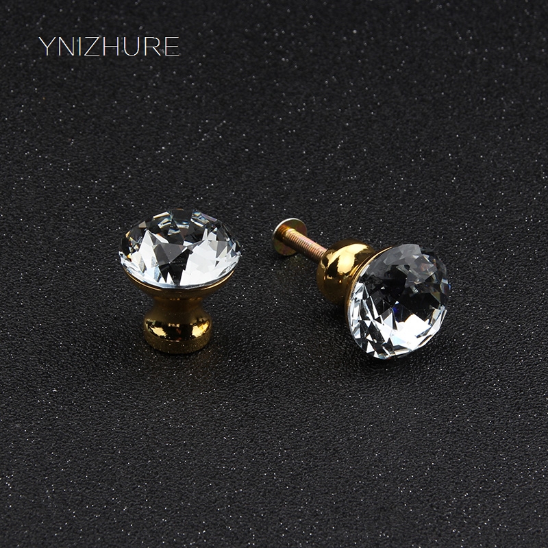 In Stock K9 Clear Crystal Diamond Drawer Knobs 25mm Golden Brass Base 10pcs Furniture Kitchen Cabinet Pull Handle Glass Diamond|cabinet pull handle|drawer knobspull handle - AliExpress