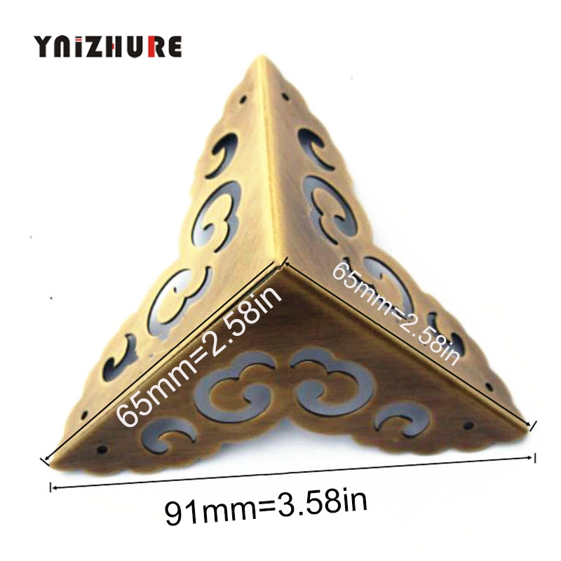 4pcs 65mm Antique Copper Wrap Angle Corner  Furniture Wooden Box Cabinet CopperGusset Cornerr Triangle Angle Code|Corner Brackets|   - AliExpress