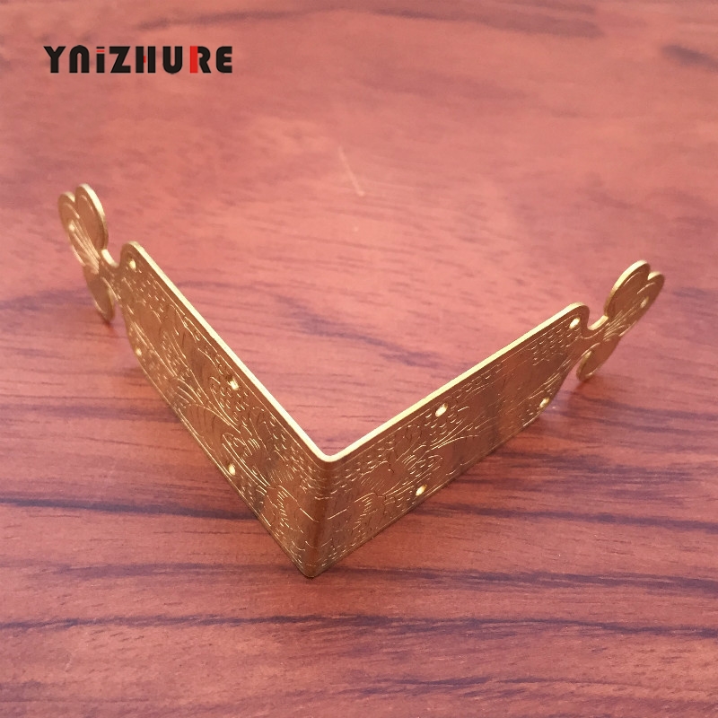 4pcs 65mm Antique Chinese Copper Corner Jewelry Box Wrap Angle All Copper Decoration strip Sided Pierced Fiower|Corner Brackets|   - AliExpress