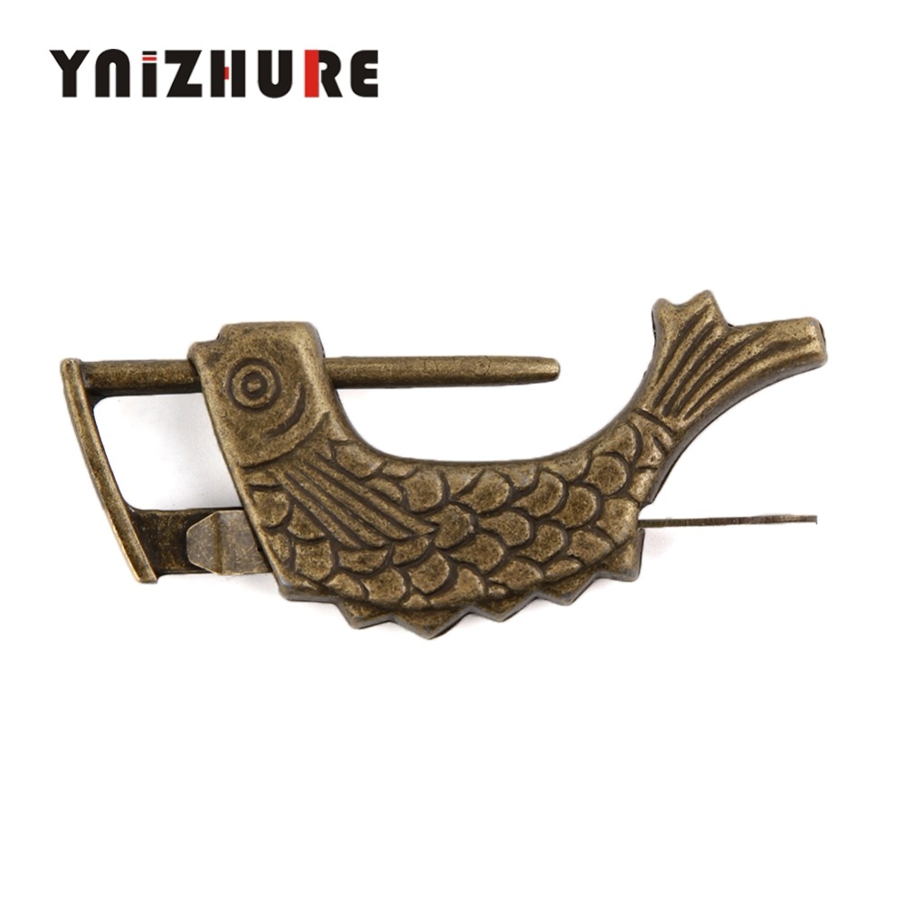 YNIZHURE 5PCS Vintage Chinese Padlock Antique Old Style Retro Brass Jewelry Box Fish Pattern Lock Key for Home Decor Ornaments|Locks|   - AliExpress