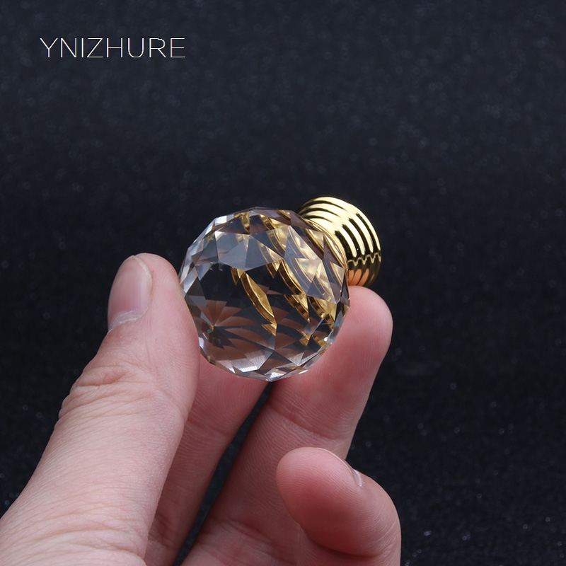 10 pcs/lot 30mm transparent crystal (ball shape)gold base single door knob/handle/pull cabinet drawer accessory|door knob|cabinet drawerdoor knob gold - AliExpress