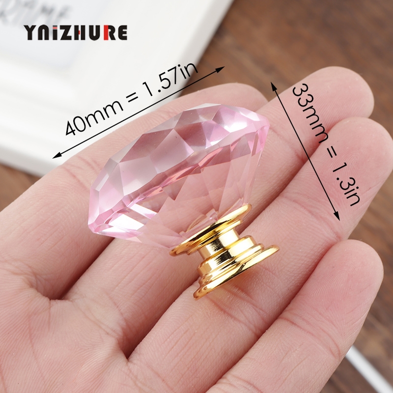 2019 New 40mm Diamond Shape Pink Crystal Glass Knobs Cupboard Pulls Drawer Handle Kitchen Cabinet Jewelry Wardrobe 1PCS|Cabinet Pulls|   - AliExpress