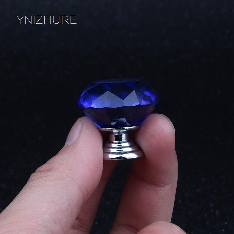 YNIZHURE Brand New 1pack/ 10Pcs Crystal Glass 30mm Blue Diamond Shape Knob Cupboard Drawer Pull Handle Hardware Accessories|drawer pull handles|pull handledrawer pulls - AliExpress