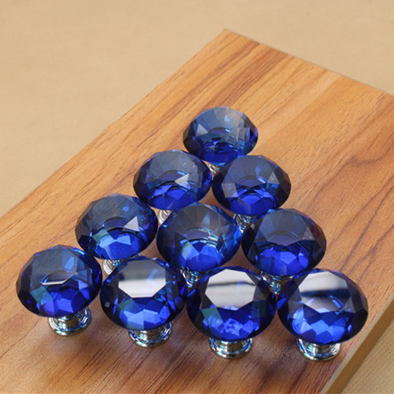 10PCS/Set Blue Diamond Wardrobe Cabinet Cupboard Wardrobe Drawer Door Handles Crystal Glass 30mm Pulls Knobs Kitchen Accessories|door handle crystal|handle crystalpull knob - AliExpress