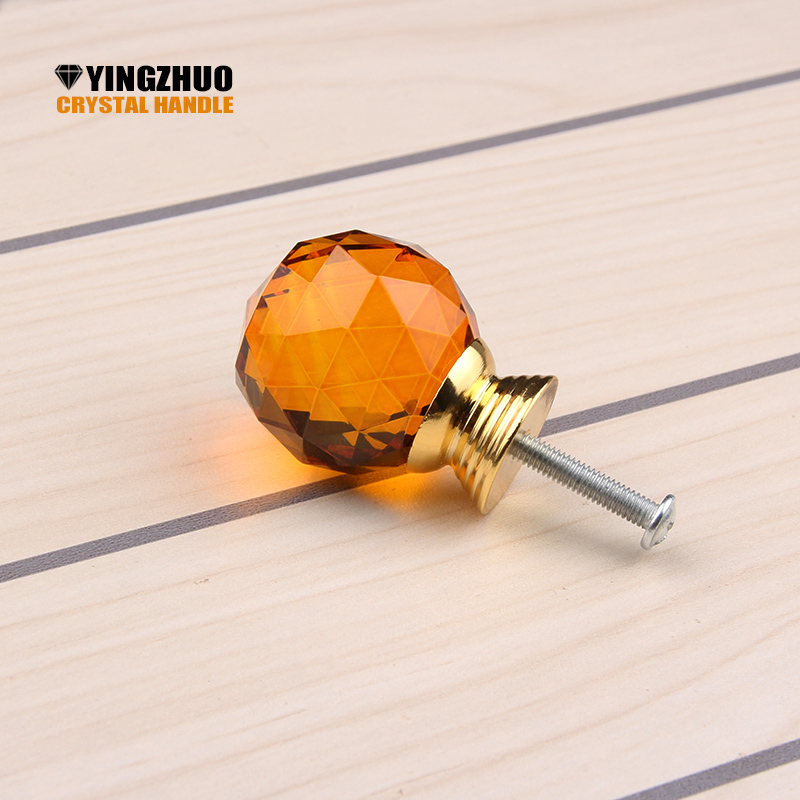 Hot 30mm 10PCS Orange Crystal Glass Handle Knob Furniture Door Kitchen Cabinet Drawer Wardrobe Ball Shape pull Handles YZ 3001|glass handles knobs|handle knobcrystal glass handles - AliExpress