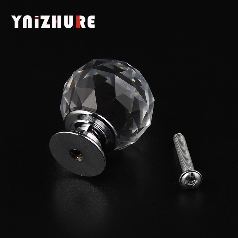 YNIZHURE 30mm Quality Crystal Ball Design Clear Crystal Glass Knobs Cupboard Drawer Pull Kitchen Cabinet Wardrobe Handles Hardwa|Cabinet Pulls|   - AliExpress