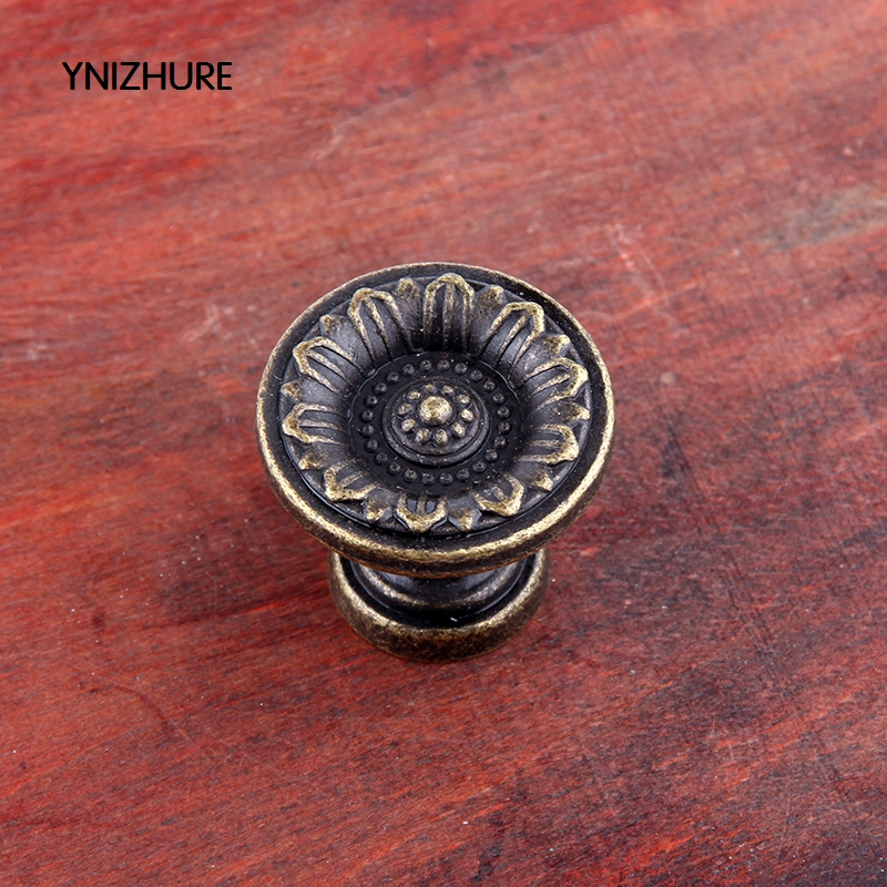 Ynizhure 10pcs 25*22mm Puxadores  Antique Handle Flower Round Brass Knobs And For Cabinets Single Hole Door Bronze Zinc Alloy|brass knobs|handle flowerantique handle - AliExpress