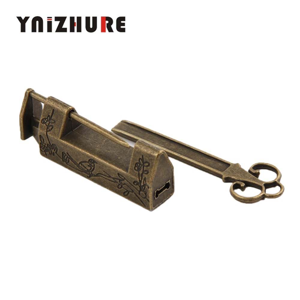 YNIZHURE 5PCS Zinc Alloy Vintage Antique Bronzy Chinese Old Style Bird Flower Leaf Carved Padlock Key Lock|Locks|   - AliExpress