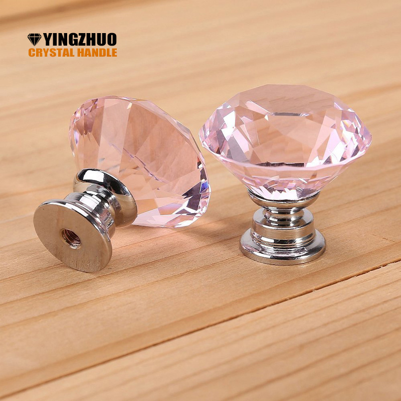 10pcs 30mm Diamond Door New Pink PURPLE Crystal Glass Pull Drawer Cabinet Furniture Handle Knob Screw Hot Worldwide YZ 1001|furniture handle|handle knobfurniture handles knobs - AliExpress