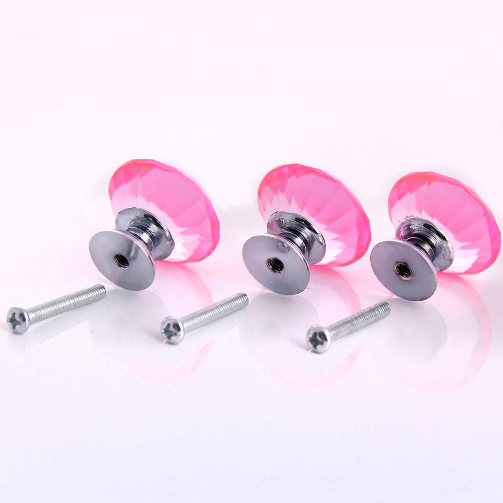 10pcs 30mm Diamond Door New Pink PURPLE Crystal Glass Pull Drawer Cabinet Furniture Handle Knob Screw Hot Worldwide YZ 1001|furniture handle|handle knobfurniture handles knobs - AliExpress