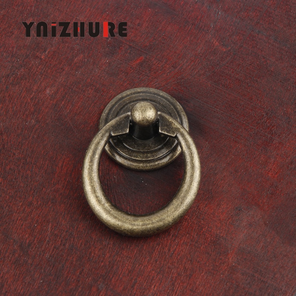 YNIZHURE 10PCS 47*31mm Black&Bronze Vintage Round Ring Furniture Door Pull Handle Zinc Alloy Cabinet Dresser Drawer Knobs Handle|Cabinet Pulls|   - AliExpress