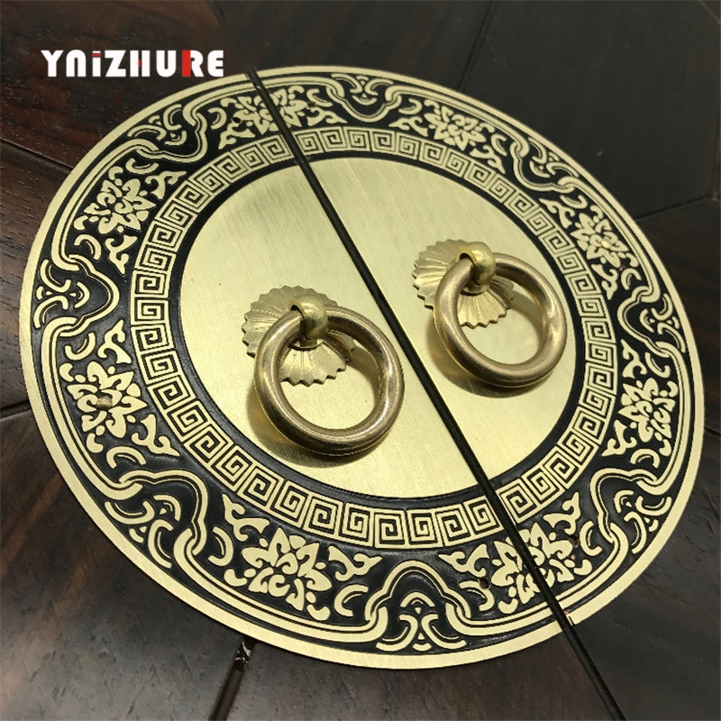 11 24cm Chinese Antique Handles For Furniture Pattern Pure Copper Door Handle Cabinet Knobs And Handles Screw Mounting|Cabinet Pulls|   - AliExpress