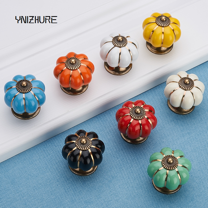 Cabinet Knobs Furniture Knobs Ceramic Handle Seven Color Pumpkin Cartoon Pasta Modern Simple Cabinet Drawer Factory Direct|cabinet drawer|cabinet knobsfurniture knobs - AliExpress