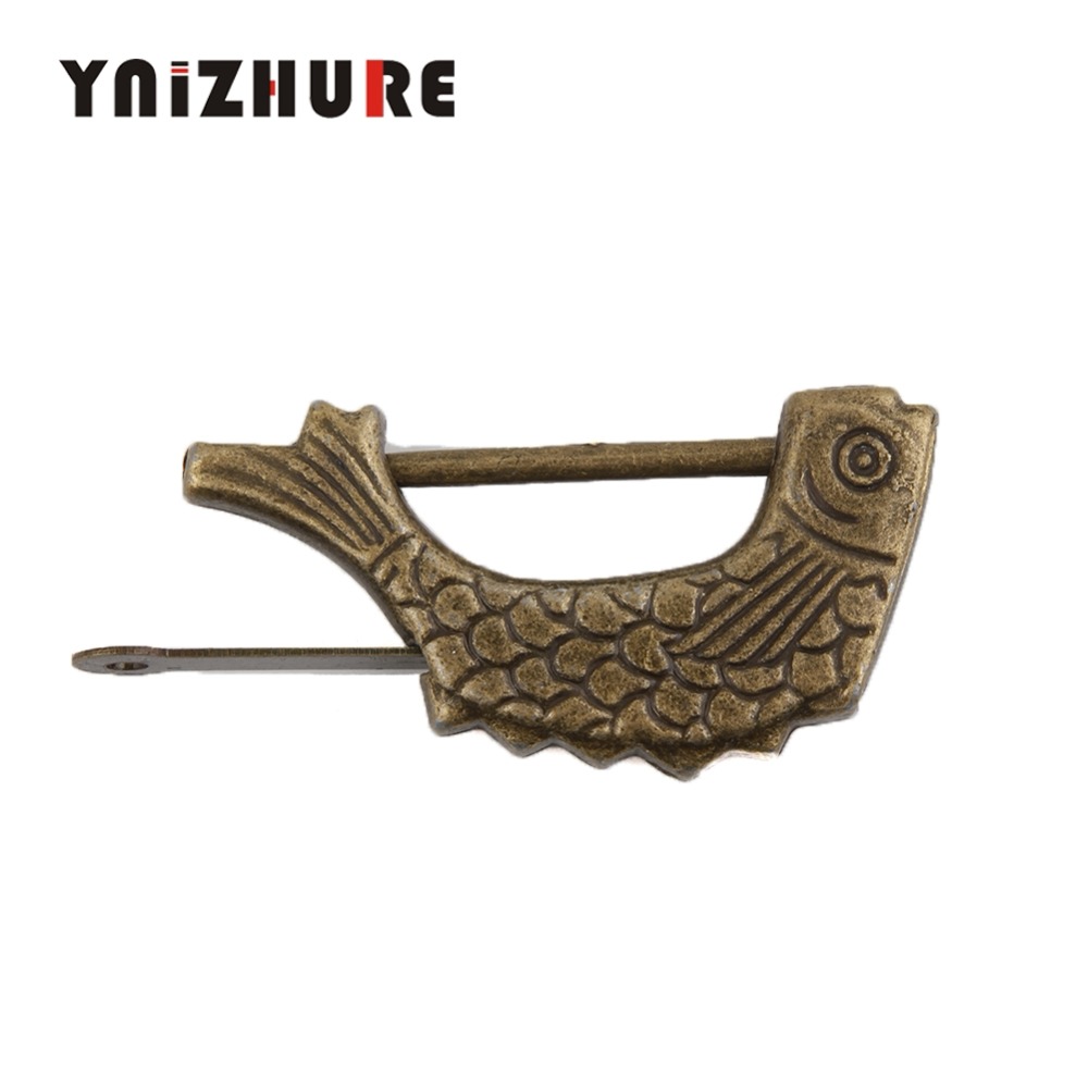 YNIZHURE 5PCS Vintage Chinese Padlock Antique Old Style Retro Brass Jewelry Box Fish Pattern Lock Key for Home Decor Ornaments|Locks|   - AliExpress