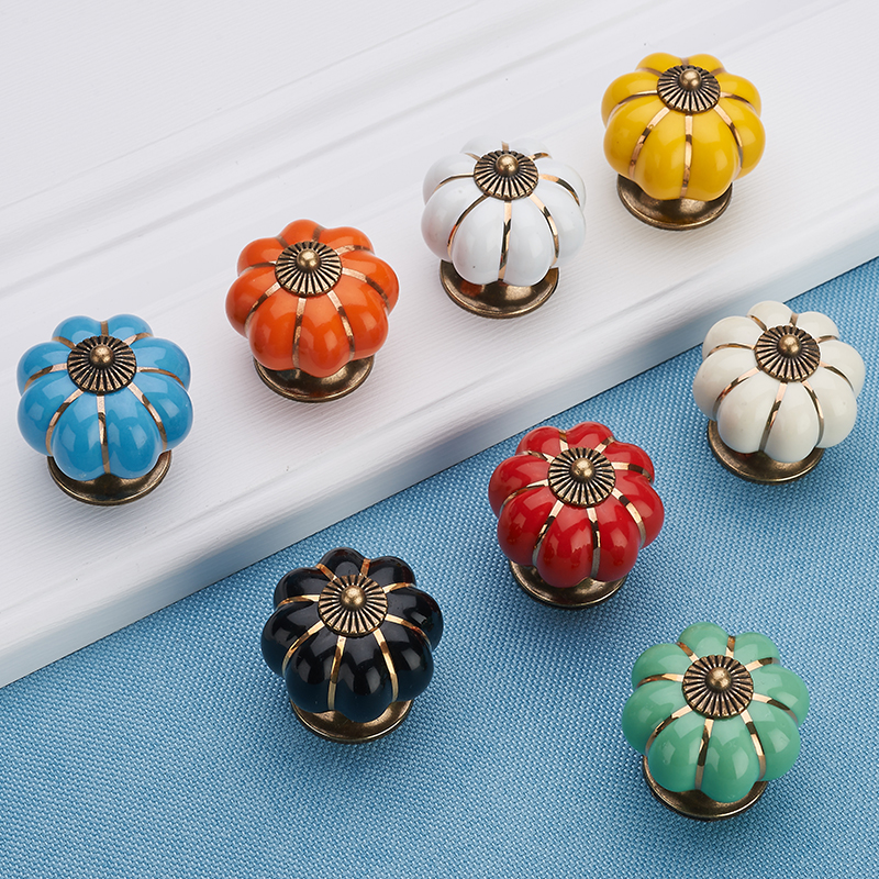 Cabinet Knobs Furniture Knobs Ceramic Handle Seven Color Pumpkin Cartoon Pasta Modern Simple Cabinet Drawer Factory Direct|cabinet drawer|cabinet knobsfurniture knobs - AliExpress