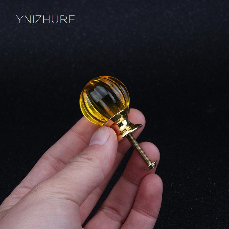 Puxadores Puxador Golden 30mm Crystal Glass Pumpkin Ball Shape Knob Furniture Drawer Cabinet Moving Door Dresser Handle Kitchen|handle kitchen|dresser handlesknobs furniture - AliExpress