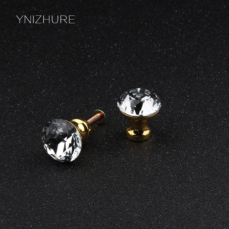 In Stock K9 Clear Crystal Diamond Drawer Knobs 25mm Golden Brass Base 10pcs Furniture Kitchen Cabinet Pull Handle Glass Diamond|cabinet pull handle|drawer knobspull handle - AliExpress