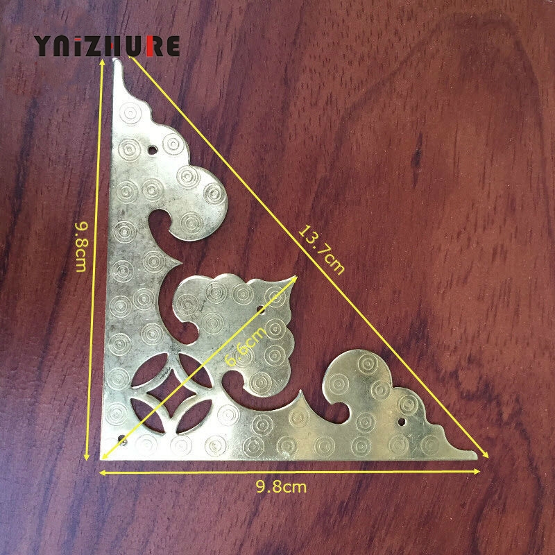 4pcs 98mm Antique Chinese Copper Corner Cabinet Door Wooden Wrap Angle All Copper Openwork Decoration Corner Flower Code|Corner Brackets|   - AliExpress