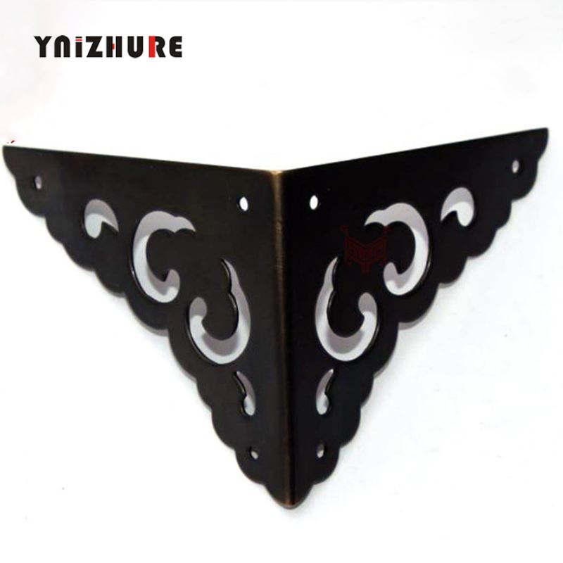 4pcs65MM Wooden Corners Copper Wrap Angle  Chinese Furniture Hardware Accessories Sided Corner Flower Black Brass Bronze|Corner Brackets|   - AliExpress