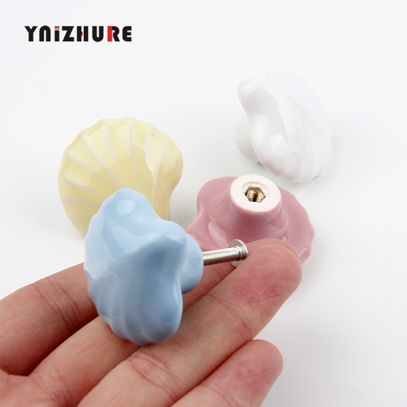 YINZHURE New Brand Acme Nordic Shell shape Ceramic Single Round Wardrobe Kitchen Garden Door Handle Modern Cabinet Handle|Cabinet Pulls|   - AliExpress