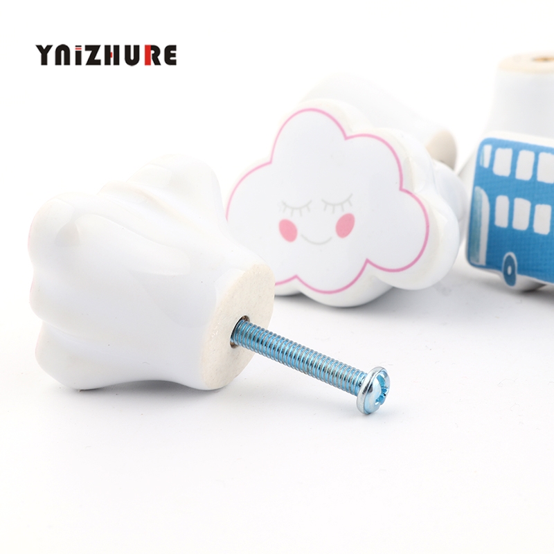 Cartoon Ceramic Wardrobe Handle Children's Student Room Locker Drawer Cloud Car Fruit Cupboard Door Cabinet Knobs|Cabinet Pulls|   - AliExpress