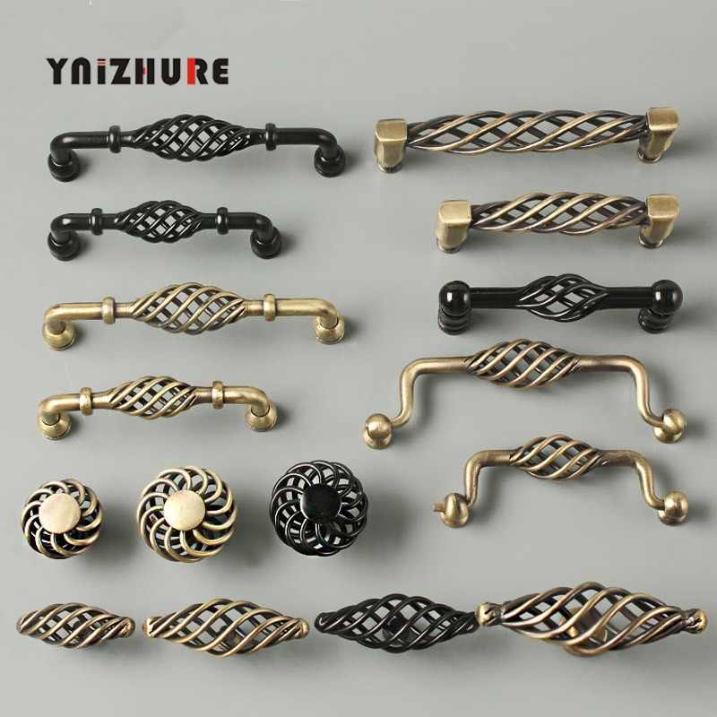 YNIZHURE Vintage Antique Bronze Cabinet Handles Hollow Out Birdcage Handles Drawer Knobs Wardrobe Door Pullers Furniture Handle|Cabinet Pulls|   - AliExpress