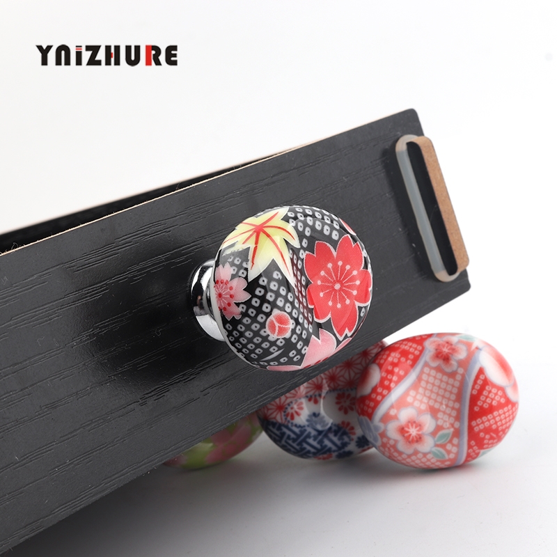 Rural style Printing Hand painted Knobs Ceramic Handle Small Sushi Restaurant Cabinet Drawer Handle Creative Cabinet Handles|Cabinet Pulls|   - AliExpress