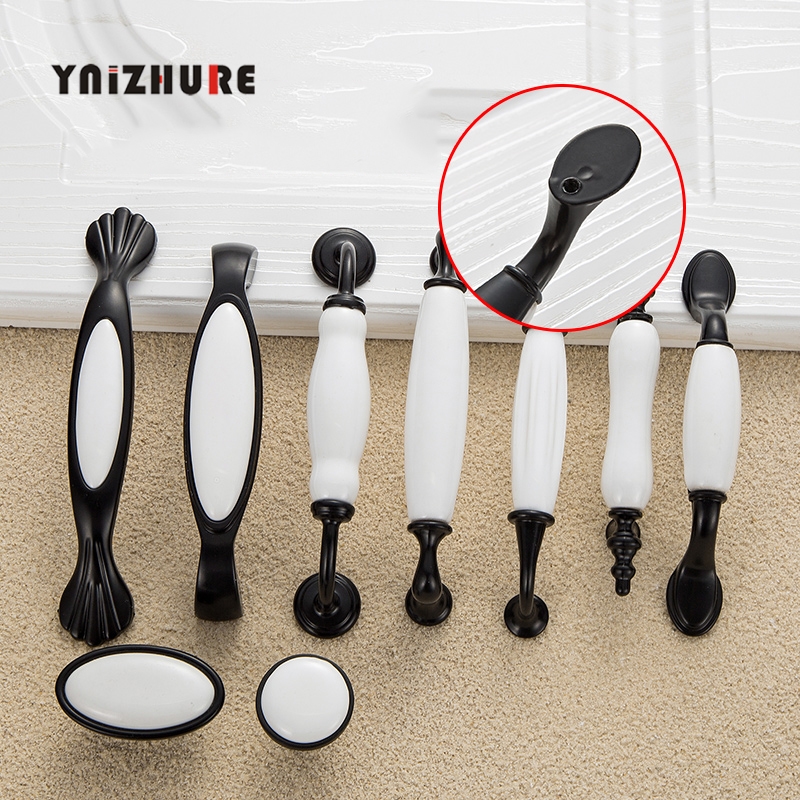 Black White Door Handles Country Style Ceramic Drawer Pulls Knob Kitchen Cabinet Handles and Knobs Furniture Handles|Cabinet Pulls|   - AliExpress