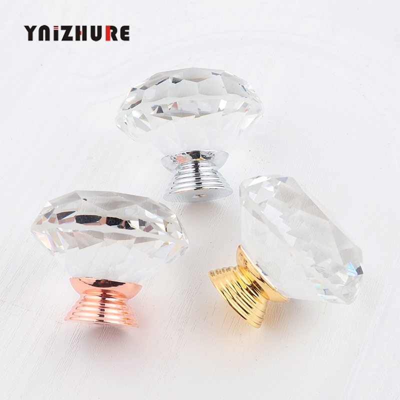 40mm Diamond Shape Crystal Glass Knobs Cupboard Pulls Drawer Knobs Kitchen Cabinet Handles Furniture Handle Hardware|Cabinet Pulls|   - AliExpress