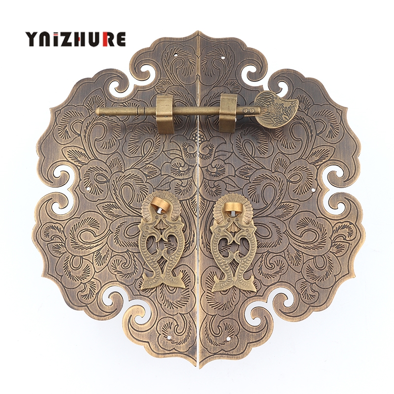 200mm Pure Copper Antique Chinese Furniture Handle Cabinet Door Pull Wardrobe Bookcase Double Open The Door Drawer Handle|Cabinet Pulls|   - AliExpress