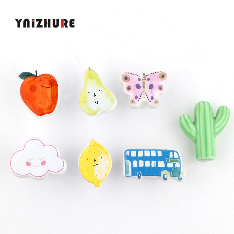 Cartoon Ceramic Wardrobe Handle Children's Student Room Locker Drawer Cloud Car Fruit Cupboard Door Cabinet Knobs|Cabinet Pulls|   - AliExpress