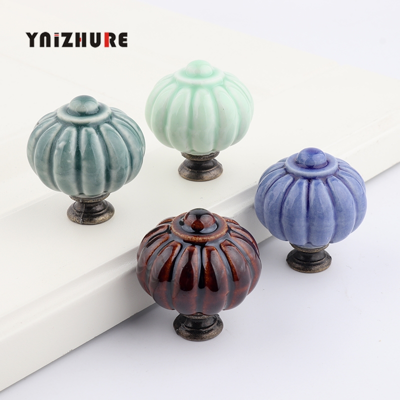 Rural Pumpkin Style Assorted Ceramic Knobs for Cabinet Dresser Drawers Handles Ceramic Cabinet Pulls Perillas Buttons|Cabinet Pulls|   - AliExpress