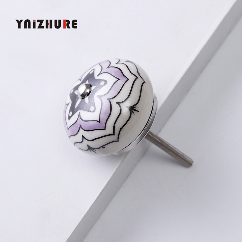 Pastoral style Painted Ceramic 40mm Round Bedroom Cabinet Door Drawer Kitchen Handle Drawer Furniture Box Knobs|Cabinet Pulls|   - AliExpress