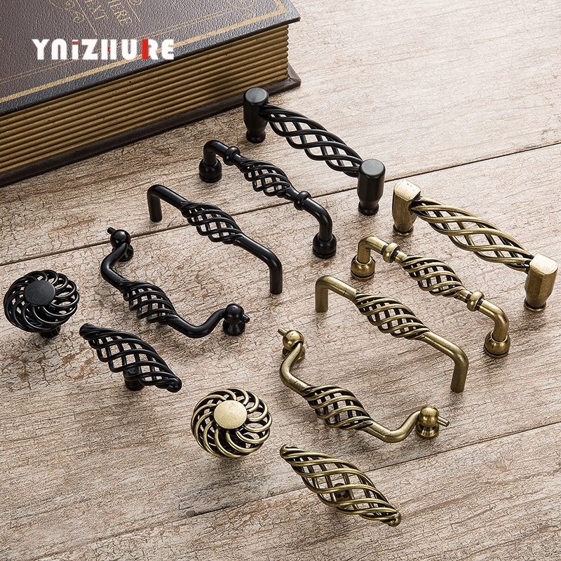 YNIZHURE Vintage Antique Bronze Cabinet Handles Hollow Out Birdcage Handles Drawer Knobs Wardrobe Door Pullers Furniture Handle|Cabinet Pulls|   - AliExpress